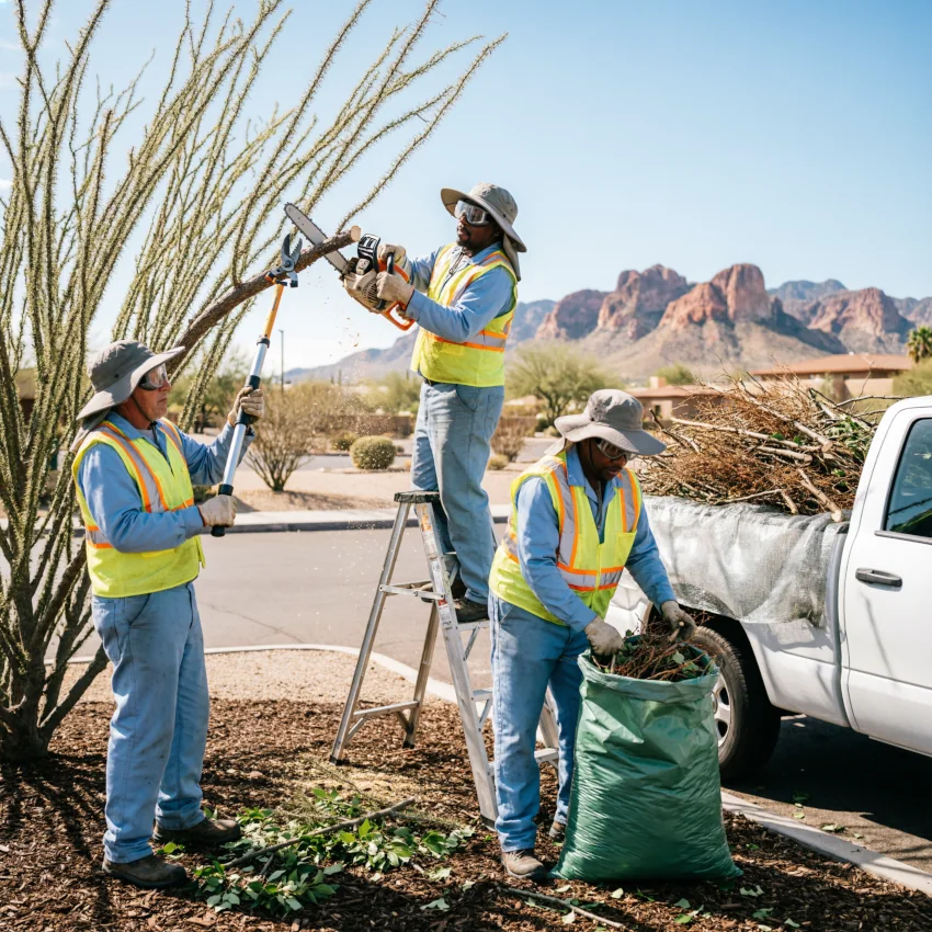 Tree removal and yard debris clearing by Luis Landscapes in Tucson AZ